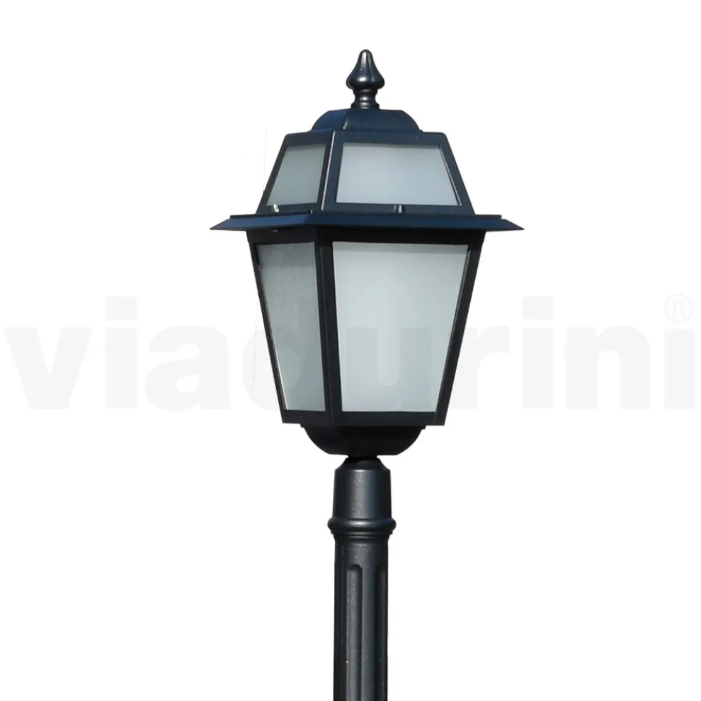 Gartenlaternenpfahl 178 cm hoch aus anthrazitfarbenem Aluminium und sandgestrahltem Glas - Elric