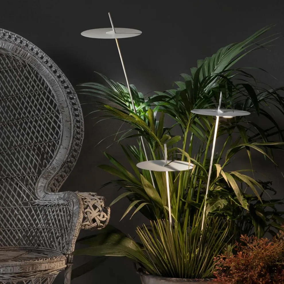 Garten-Stehlampe Aluminium Weiß Design mit Seerosenblatt - Cipriam