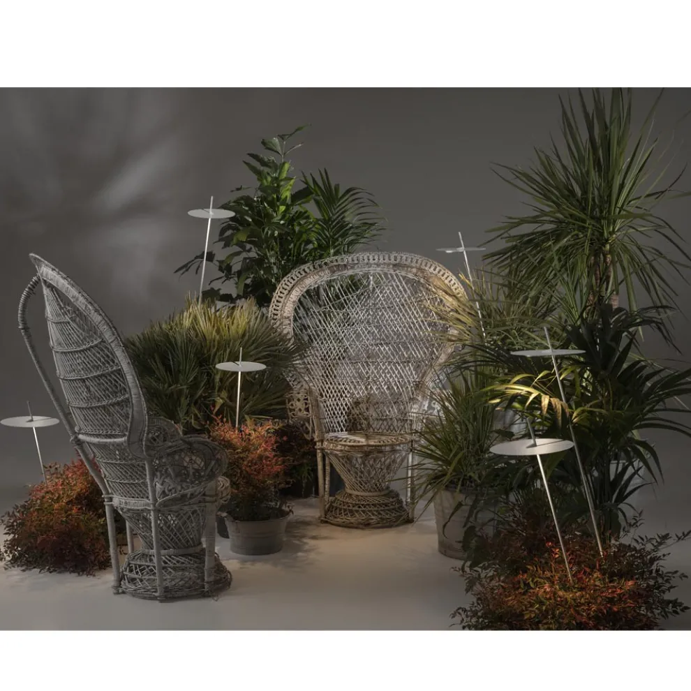 Garten-Stehlampe Aluminium Weiß Design mit Seerosenblatt - Cipriam