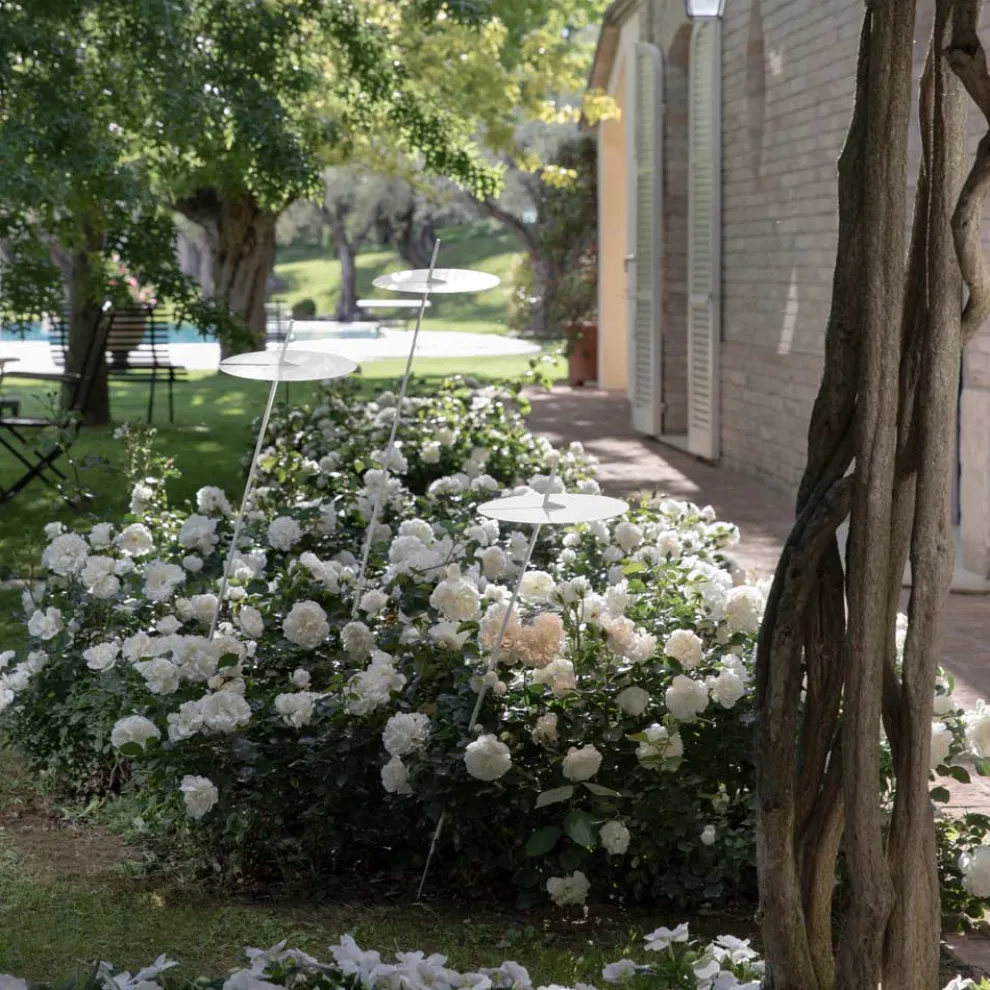 Garten-Stehlampe Aluminium Weiß Design mit Seerosenblatt - Cipriam