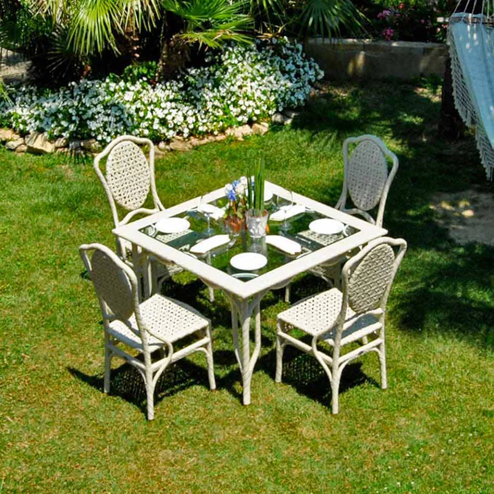 Gartentisch mit Glasplatte Romeo Design handmade in modernem Design