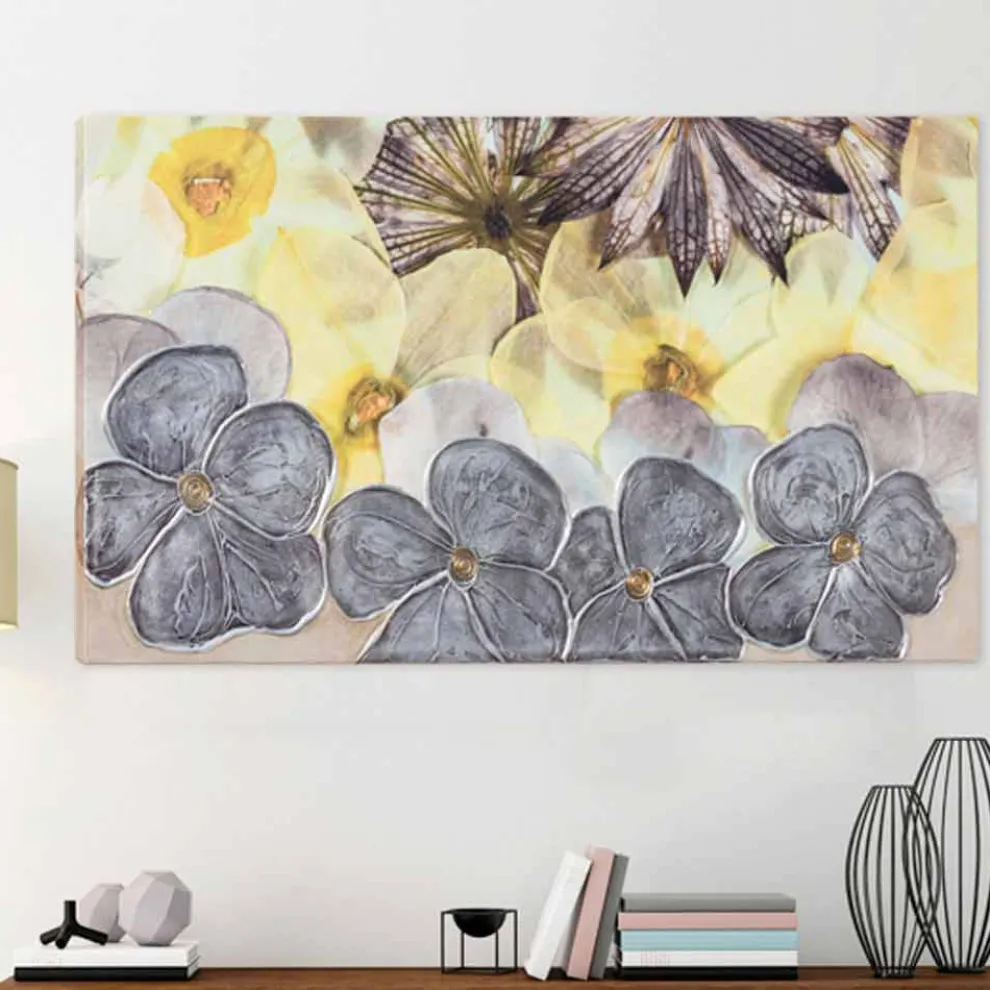 Gemälde modern mit Blumen handdekoriert Ramos