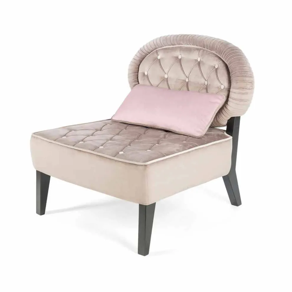 Gepolsterter Sessel aus Samt im Capitonnè Stil Elizabeth