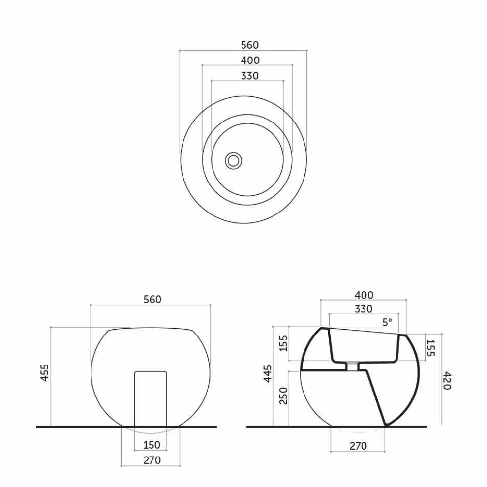 Geschliffenes kugelförmiges Bidet aus farbiger Keramik Fanna