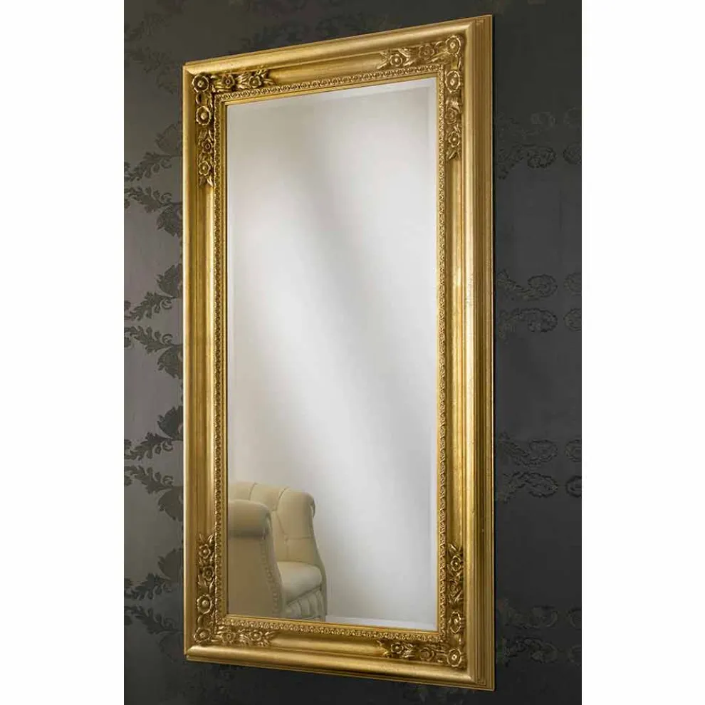 Gold / Silber Wandspiegel handgefertigt aus Holz in Italien Michele