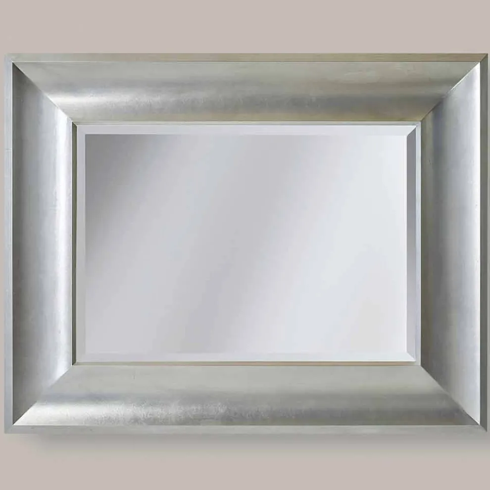 Gold / Silber Wandspiegel in Ayous Holz made in Italy Silvio