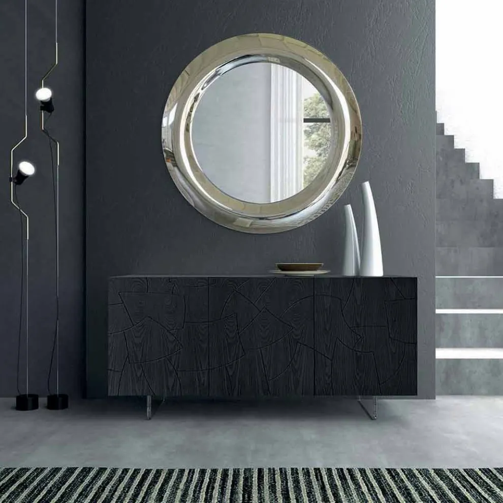 Großer Wandspiegel in Kristalloptik, hergestellt in Italien – Stilla