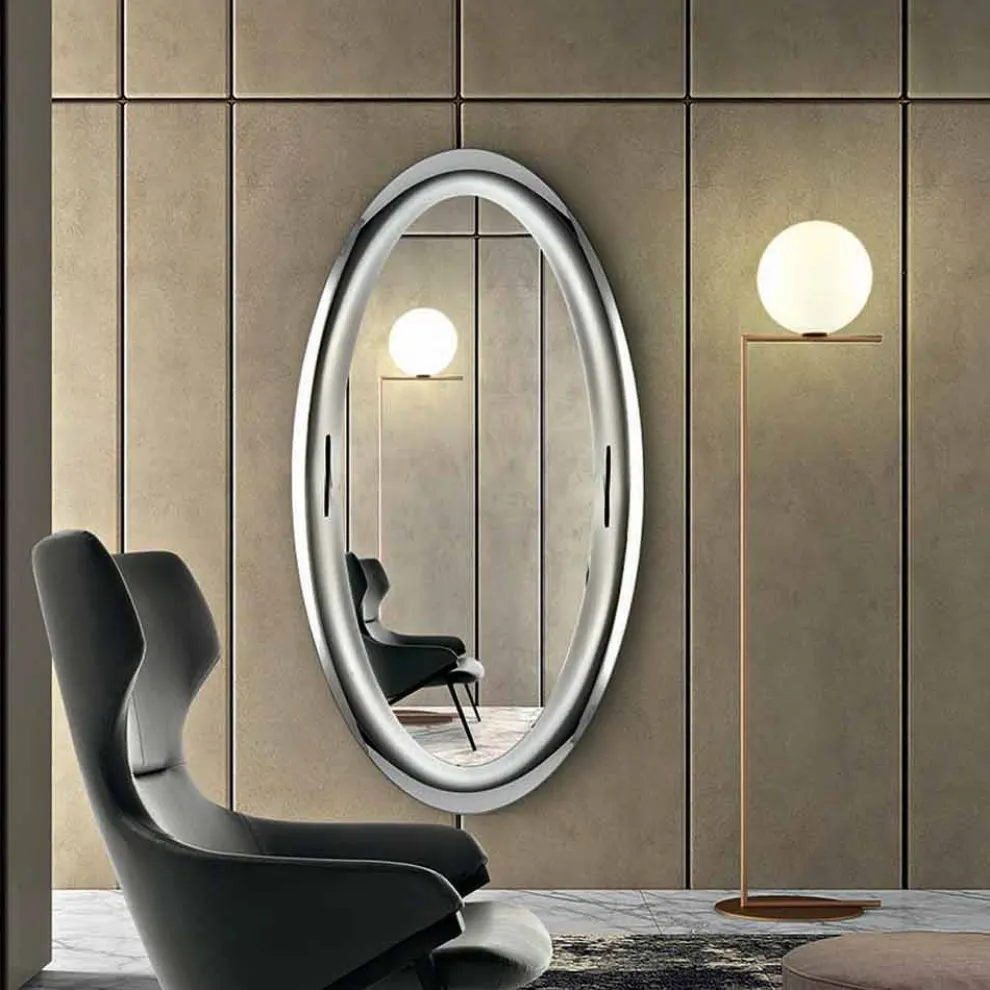 Großer Wandspiegel in Kristalloptik, hergestellt in Italien – Stilla