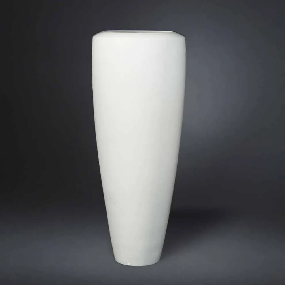 Hohe Artisan Vase aus mattweißer Keramik Made in Italy - Capuano