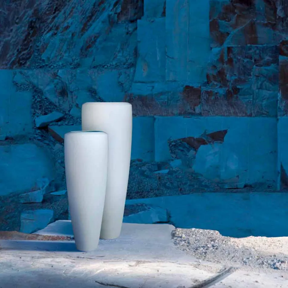 Hohe Artisan Vase aus mattweißer Keramik Made in Italy - Capuano