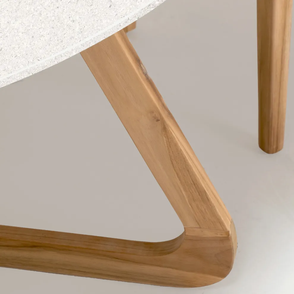 Runder Außentisch aus weißer Terrazzokeramik Made in Italy - Pegaso