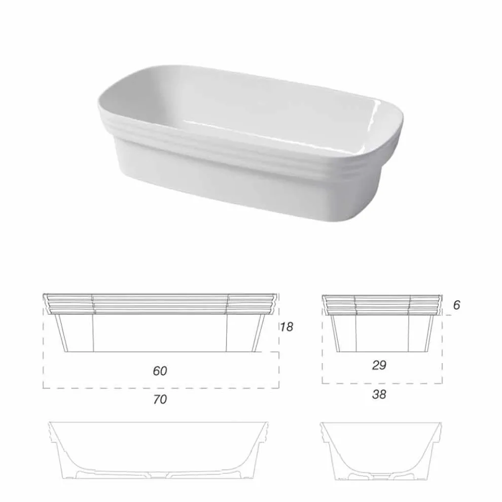 Halb versenktes Design-Waschbecken aus weißem oder farbigem Keramik-Trabia