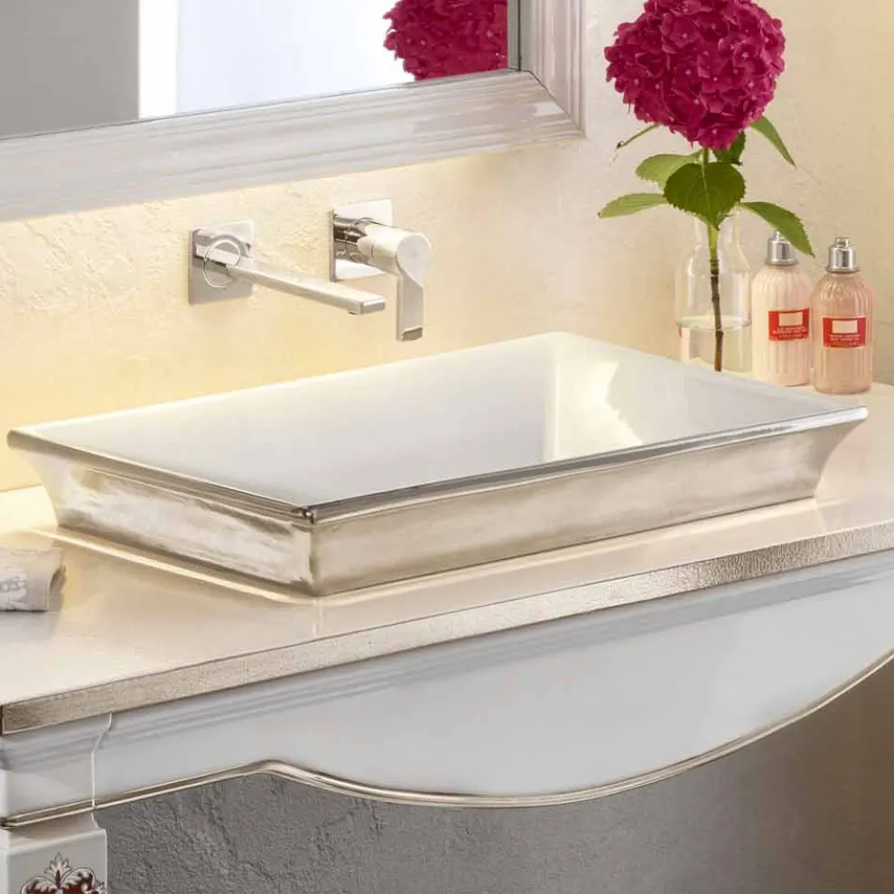 Halbeinbauwaschbecken aus Platin und gold 24 Karat, Guido