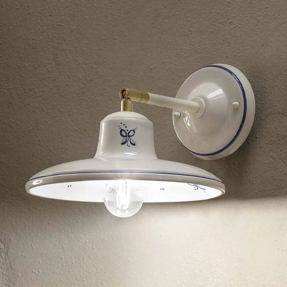 Handbemalte Vintage Wandlampe aus Keramik - Como