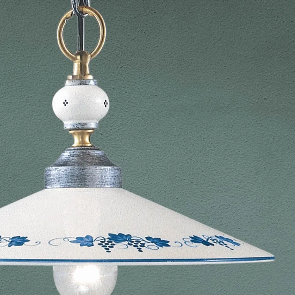 Handgefertigte Pendelleuchte aus Keramik und Vintage-Eisen - Asti