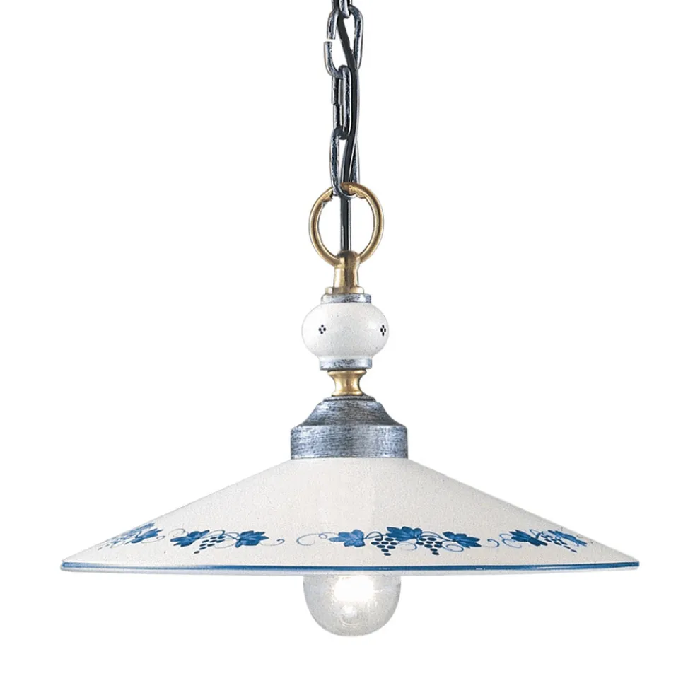 Handgefertigte Pendelleuchte aus Keramik und Vintage-Eisen - Asti