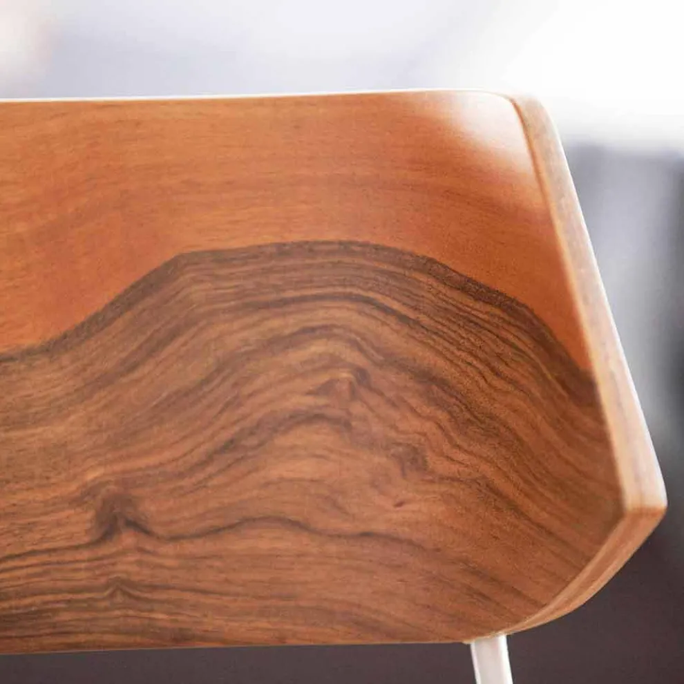 Handgefertigter Esszimmerstuhl aus Holz und Stahl Made in Italy - Valencia