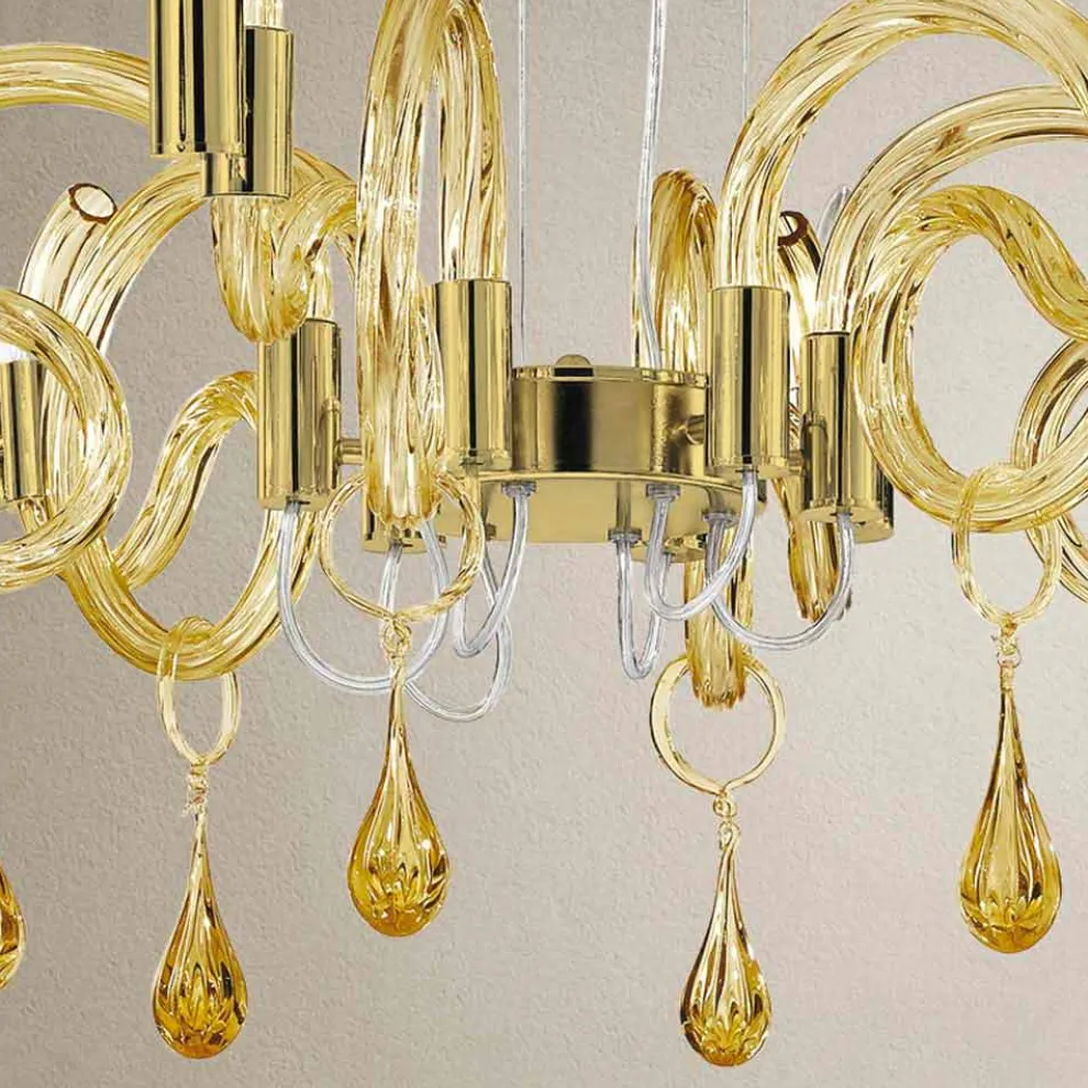 Handgefertigter 6-flammiger Venedig Glas Kronleuchter Made in Italy - Bernadette