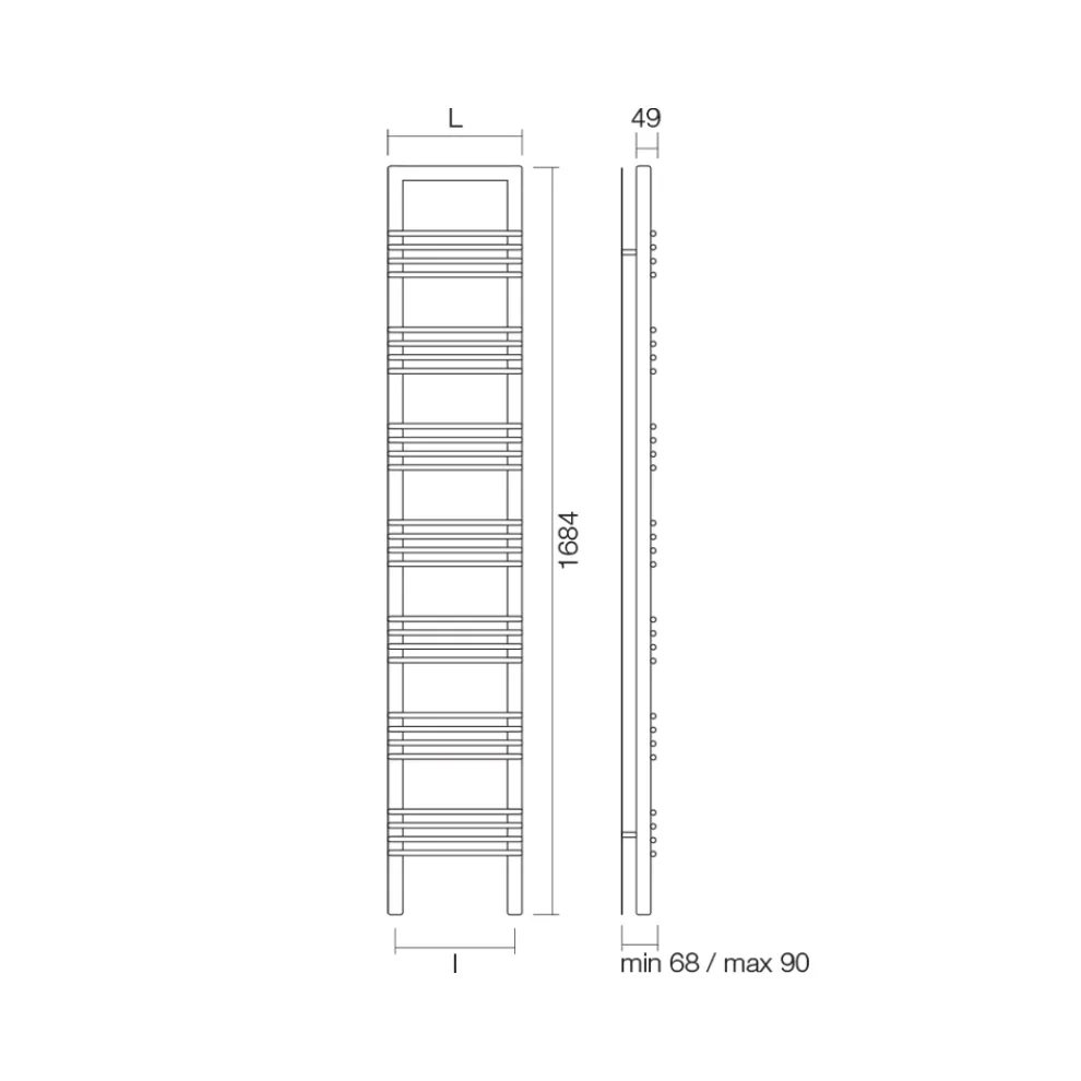 Handtuchwärmer aus Stahl mit gemischtem System, hergestellt in Italien – Rum