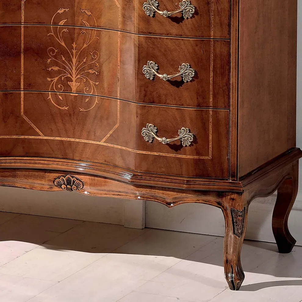 Klassische Kommode mit 8 Schubladen aus Bassano Nussbaumholz Made in Italy - Luxus
