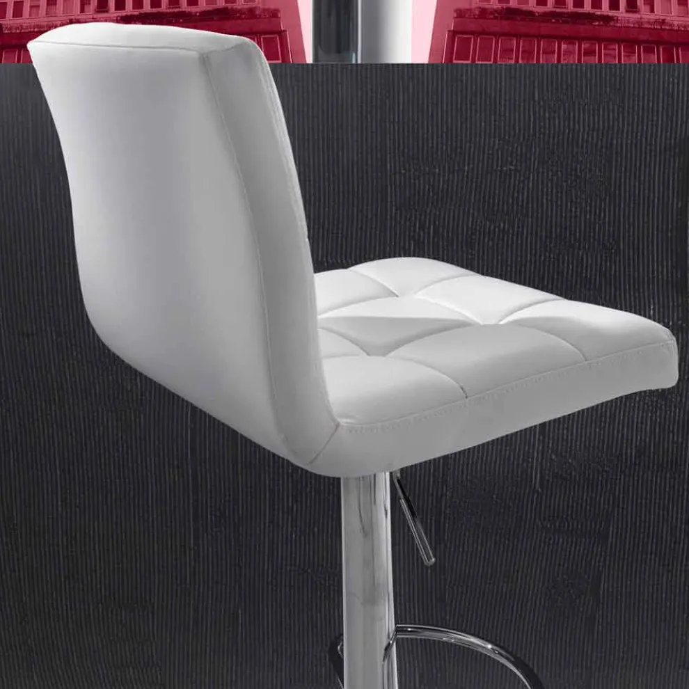 Höhenverstellbar Hocker mit Sitzfläche aus Kunstelder, modernem Design - Delfina