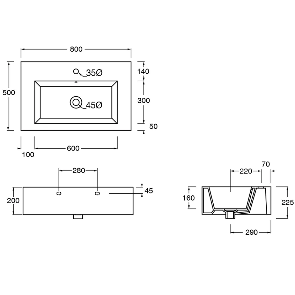 Hänge- oder Aufsatzwaschbecken aus farbiger Keramik Made in Italy - Quadro