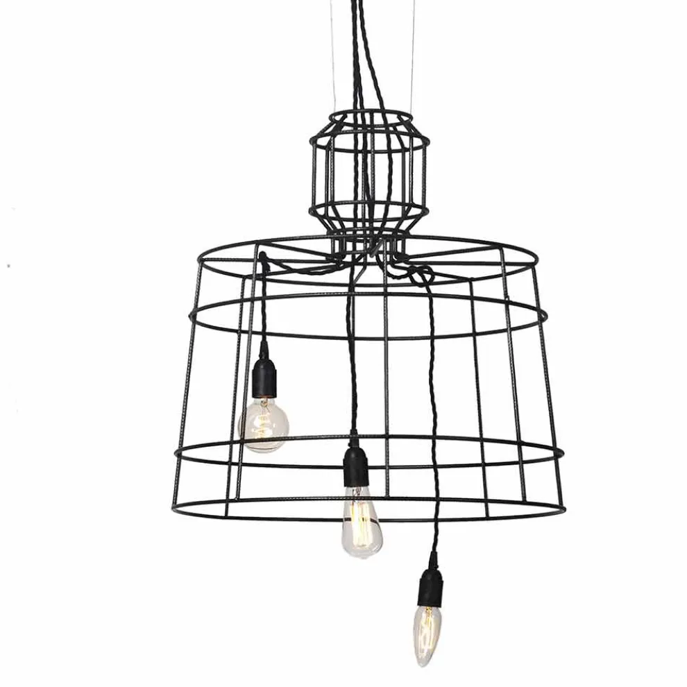 Hängelampe 3 Leuchten in Weiß oder Naturmetall - Stylus