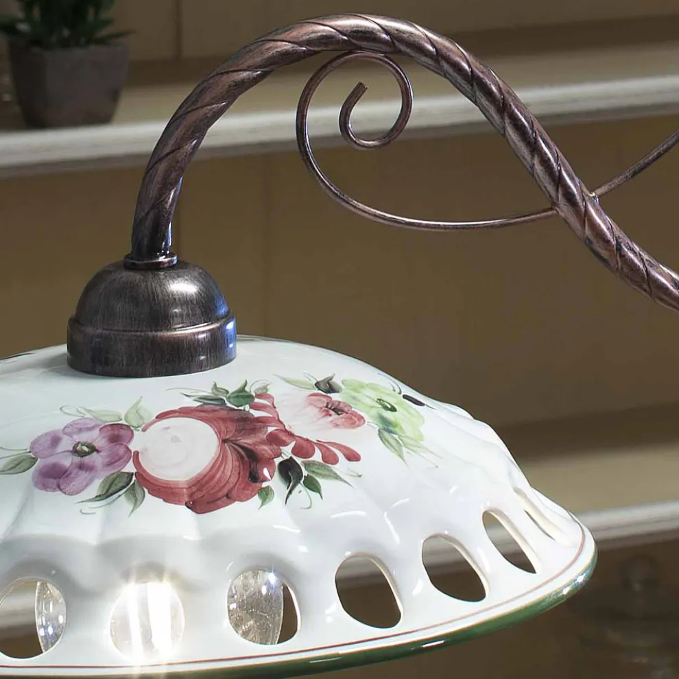 Hängelampe 2 Lichter aus handgefertigter Keramik mit Passanastri - Neapel