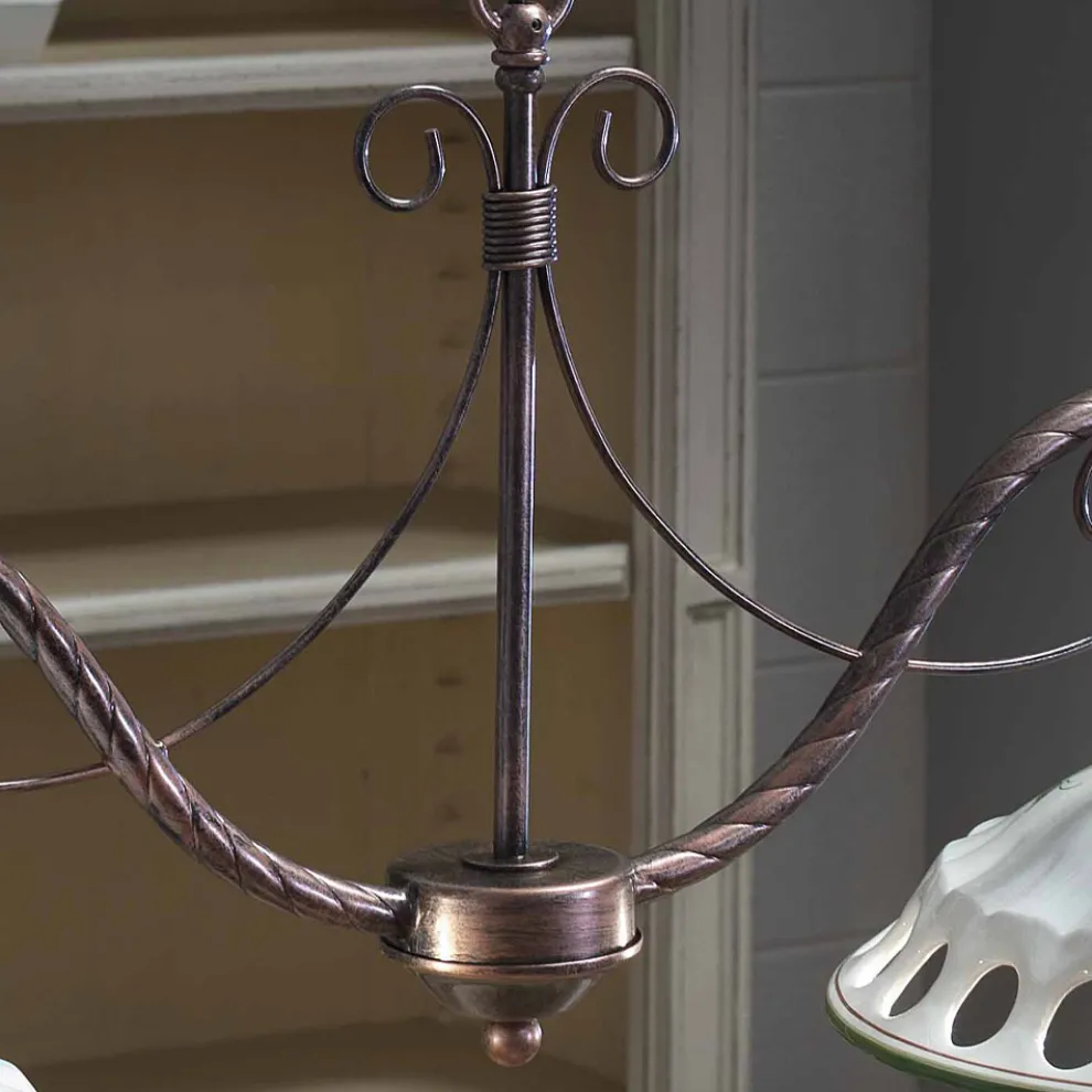 Hängelampe 2 Lichter aus handgefertigter Keramik mit Passanastri - Neapel