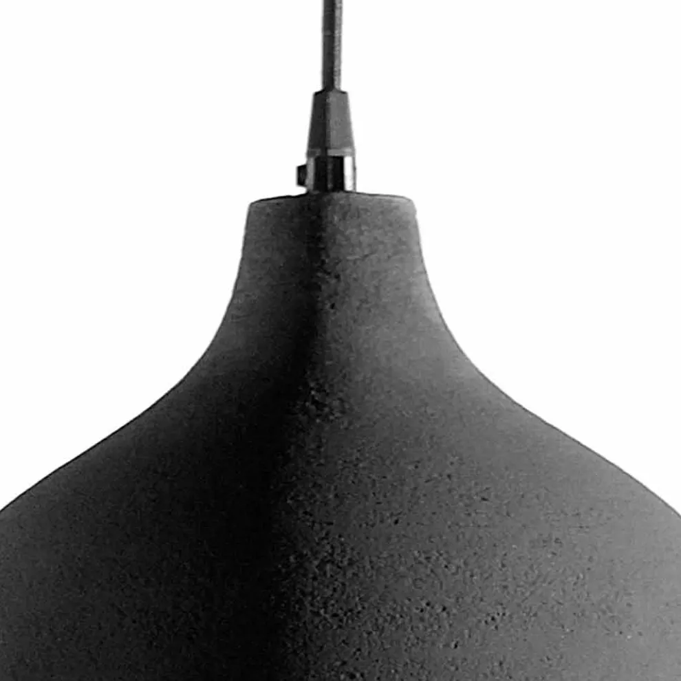 Hängelampe aus anthrazitfarbenem Steinzeug und weißem Innendesign - Edmondo