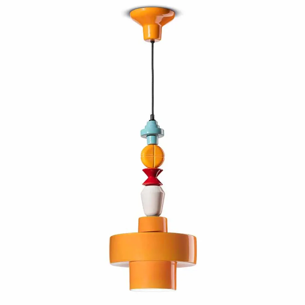Hängelampe Gelbe oder grüne Keramik Made in Italy Design - Ferroluce Lariat