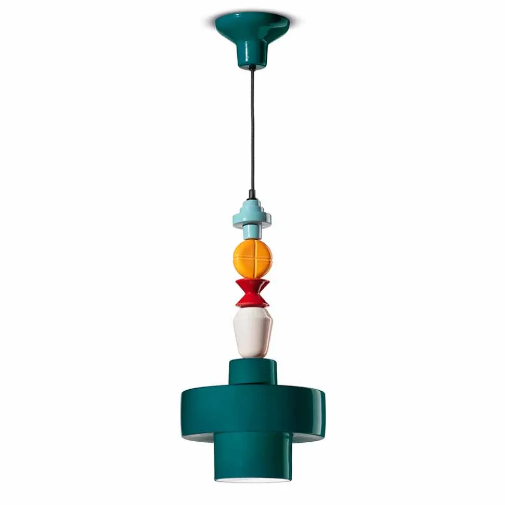 Hängelampe Gelbe oder grüne Keramik Made in Italy Design - Ferroluce Lariat