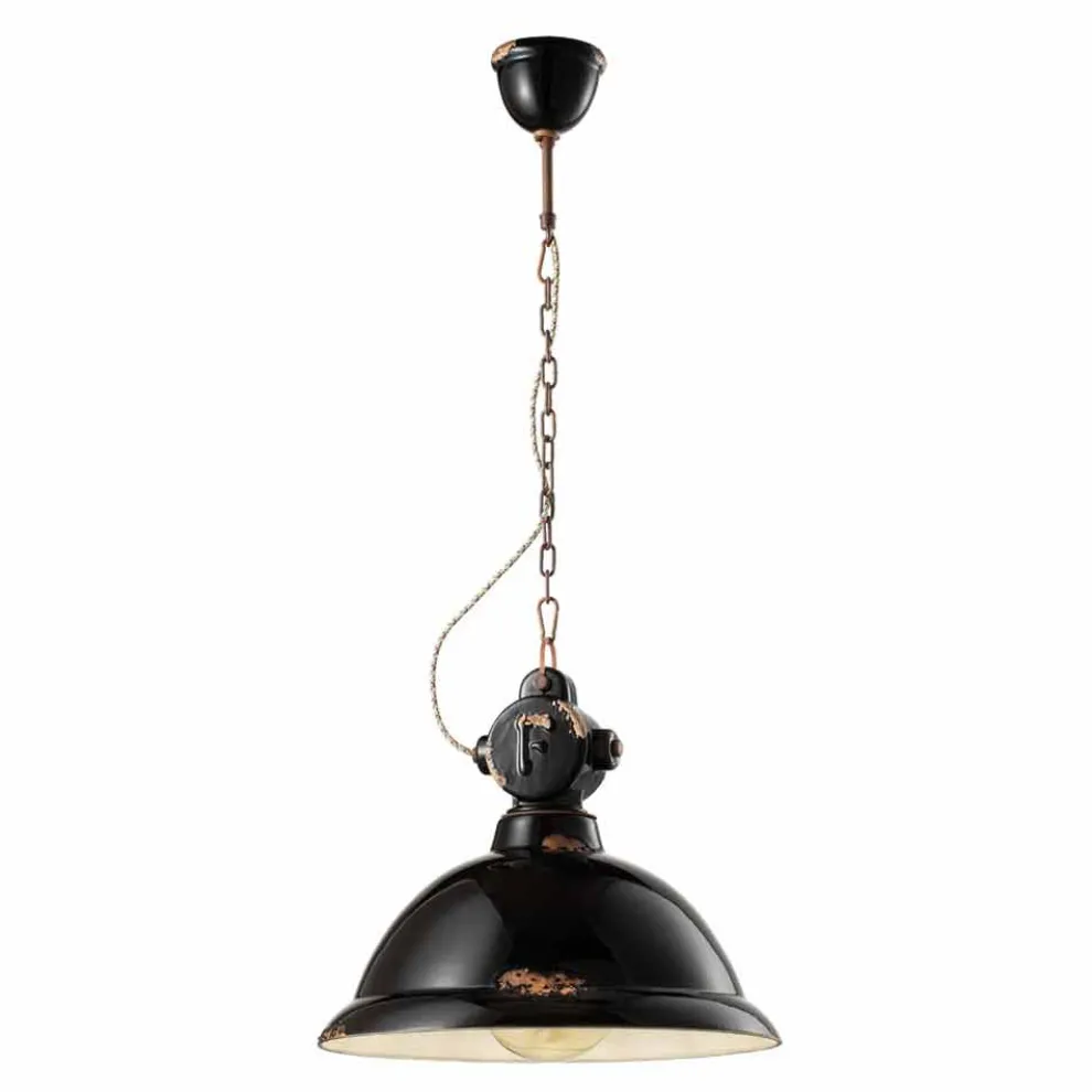 Hängelampe im Vintage Design aus Keramik und Metall Angela Ferroluce