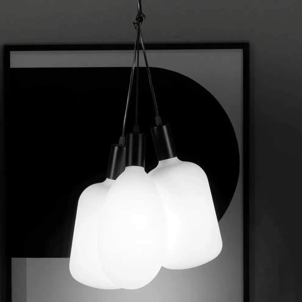 Hängelampe mit 3 Lichtern aus Metall und Keramikglas Made in Italy - Speak