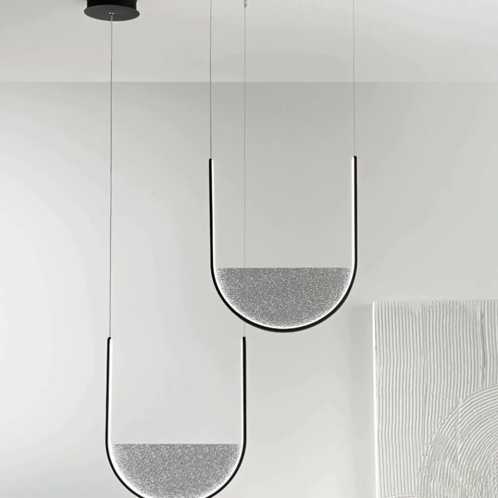 Hängelampe mit abnehmbarem Einsatz aus Granulatglas – Catalpa