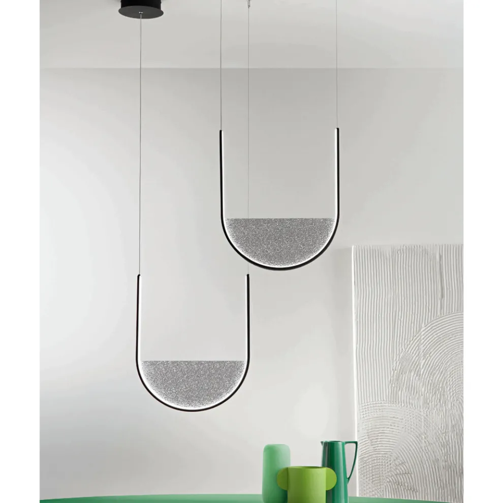 Hängelampe mit abnehmbarem Einsatz aus Granulatglas – Catalpa