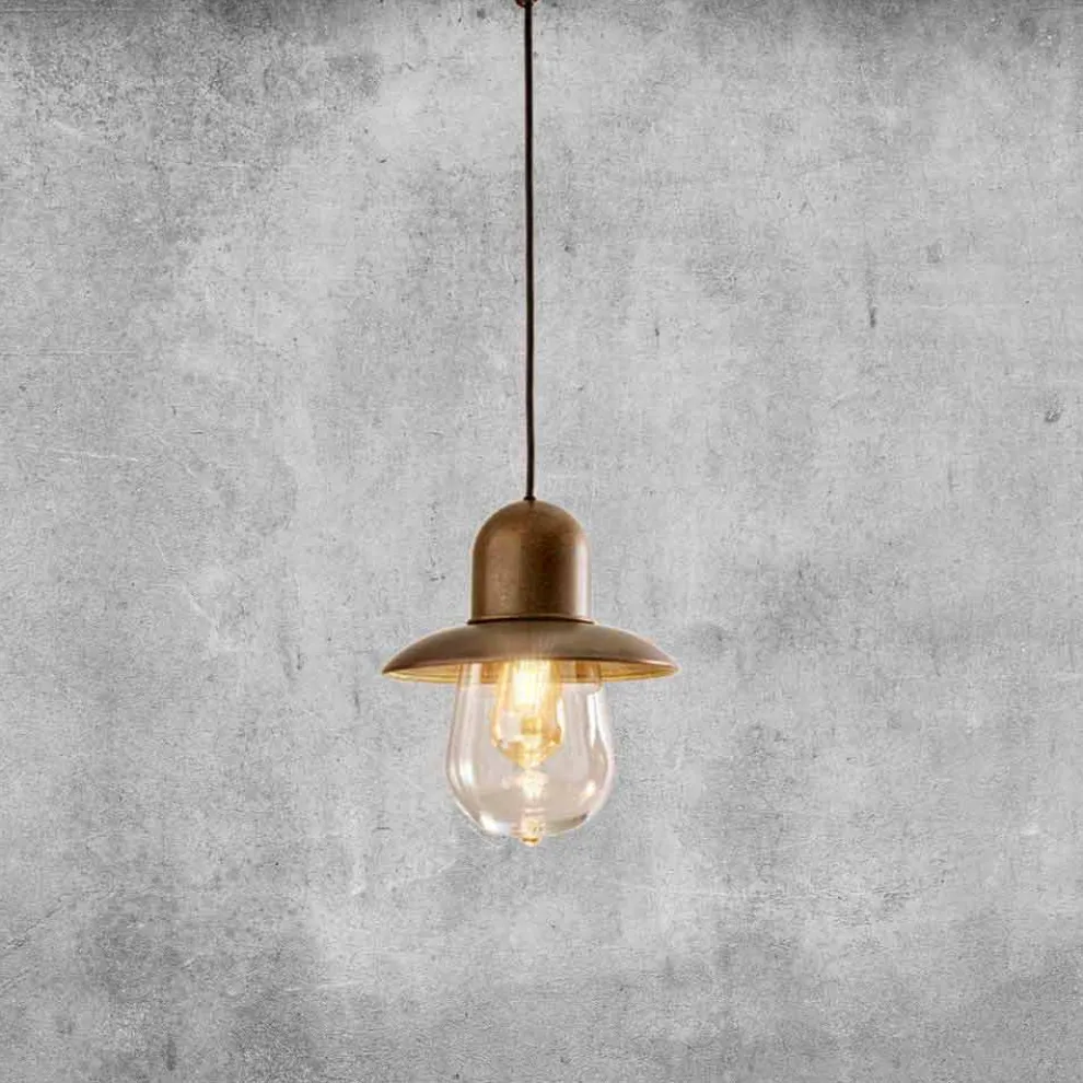 Hängelampe Vintage mit reflektor aus Messing – Guinguette Aldo Bernardi