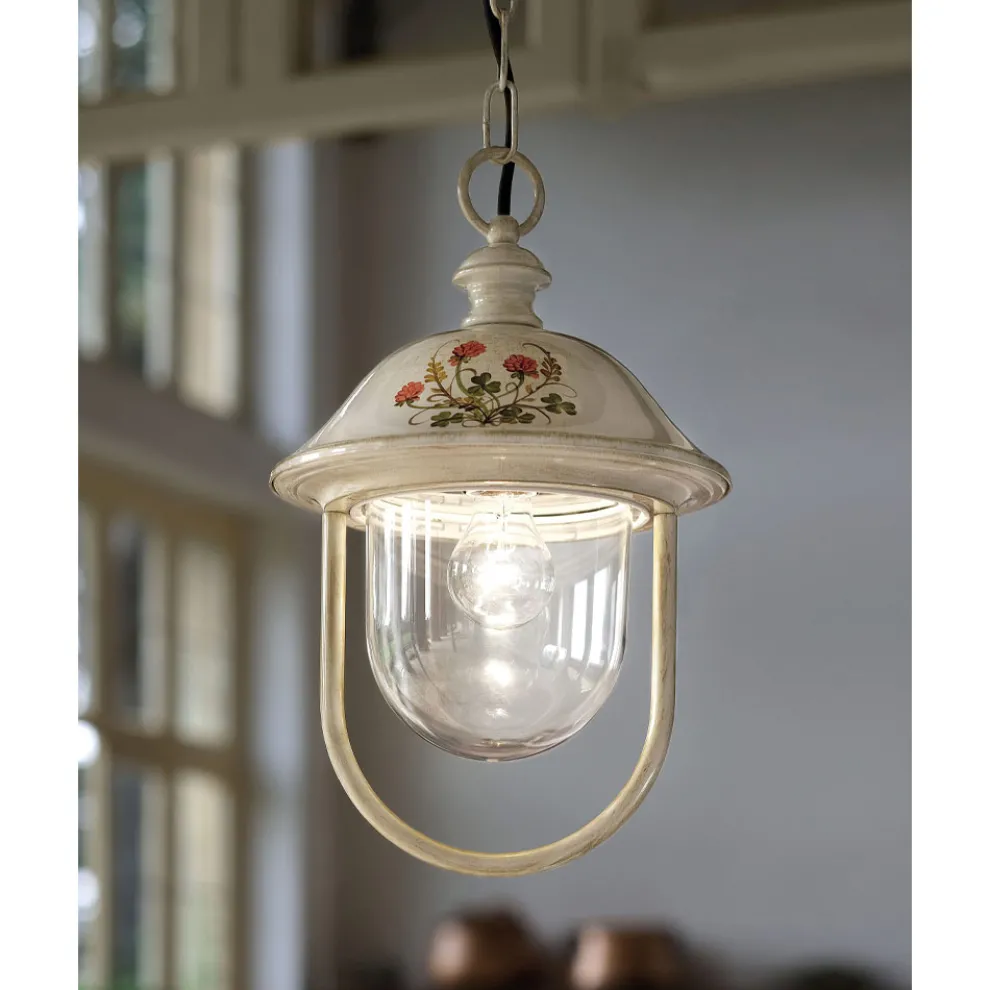 Hängelaterne für den Außenbereich aus handbemaltem Aluminium - Bari