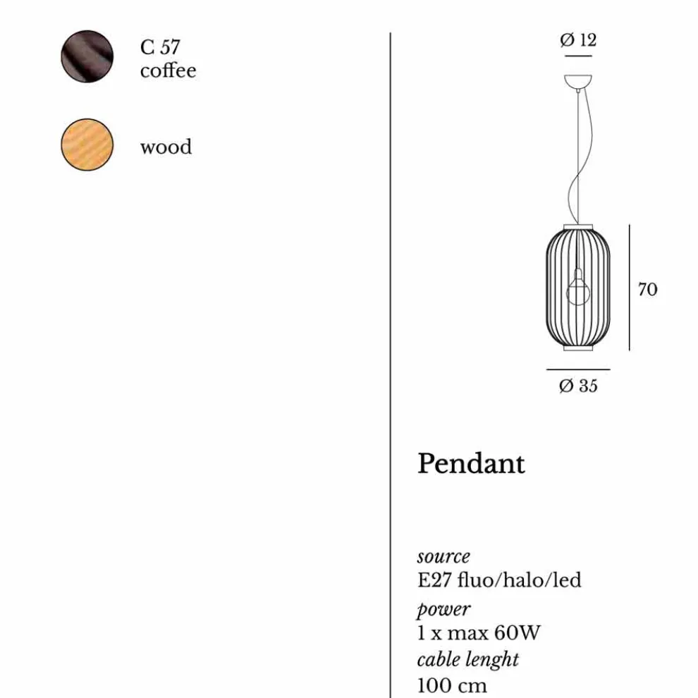 Hängeleuchte aus Stahl Durchmesser 35xH70xL.Katalog cm Bibiana