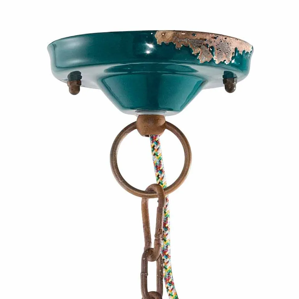 Hängeleuchte Vintage aus Keramik und Eisen Allie