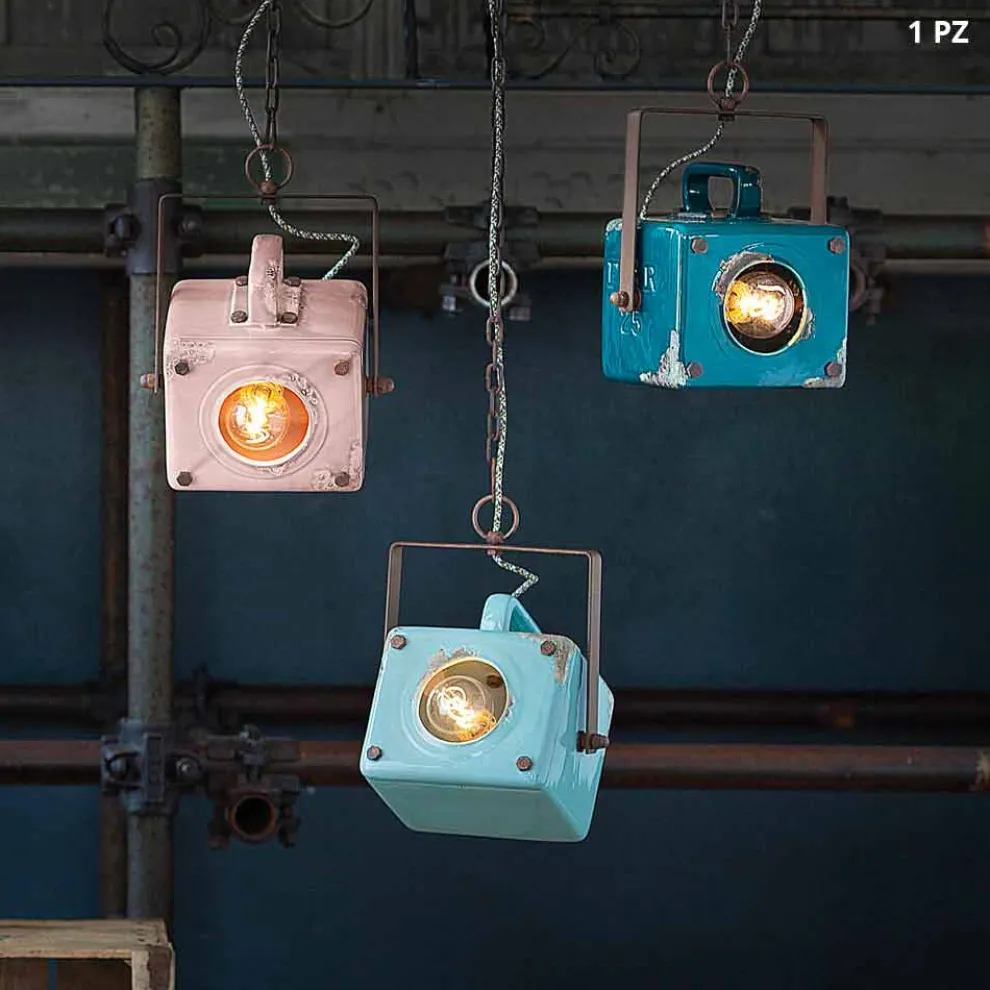 Hängeleuchte Vintage aus Keramik und Eisen Allie