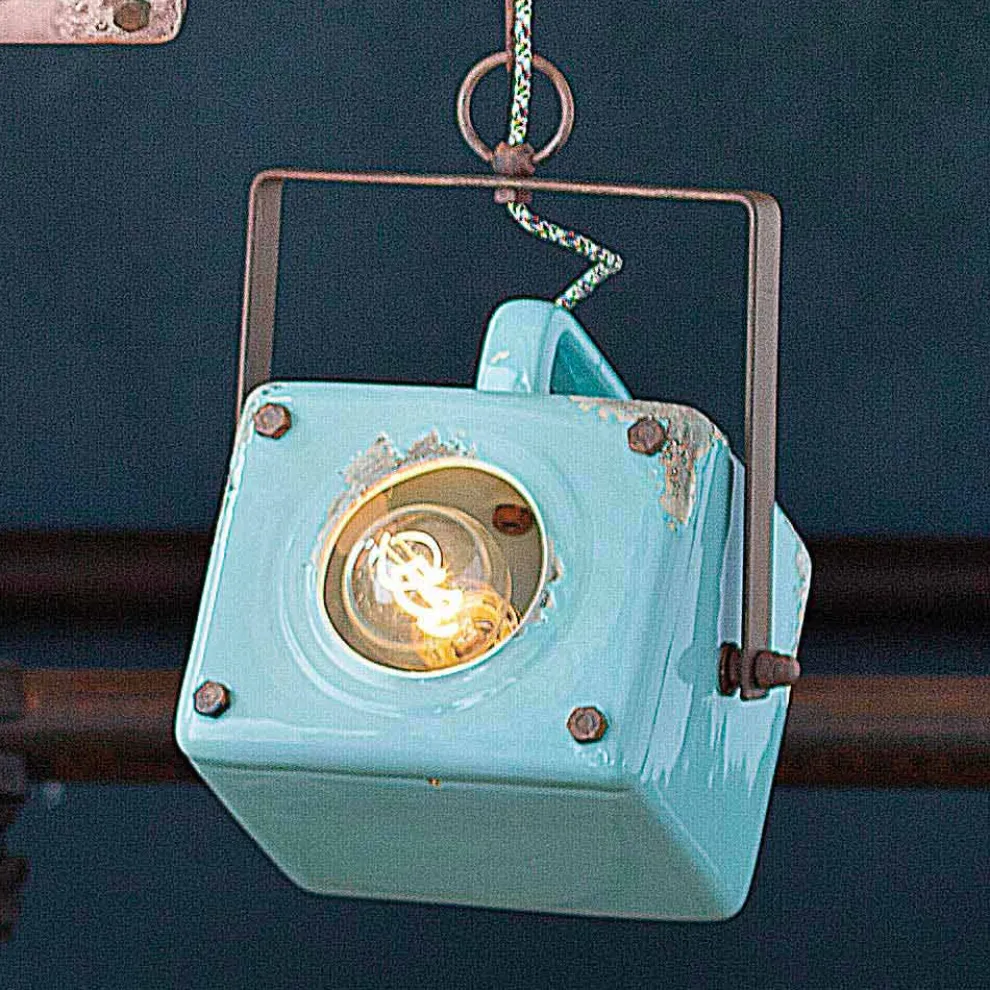 Hängeleuchte Vintage aus Keramik und Eisen Allie