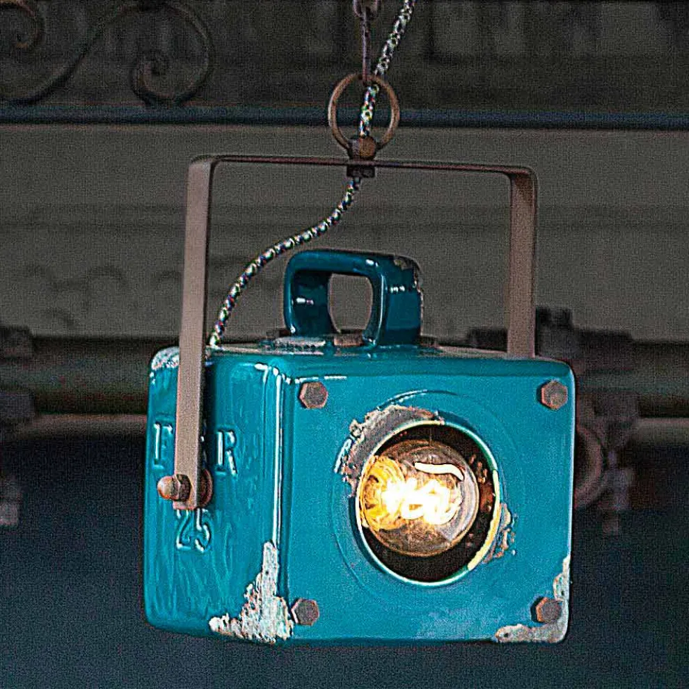 Hängeleuchte Vintage aus Keramik und Eisen Allie