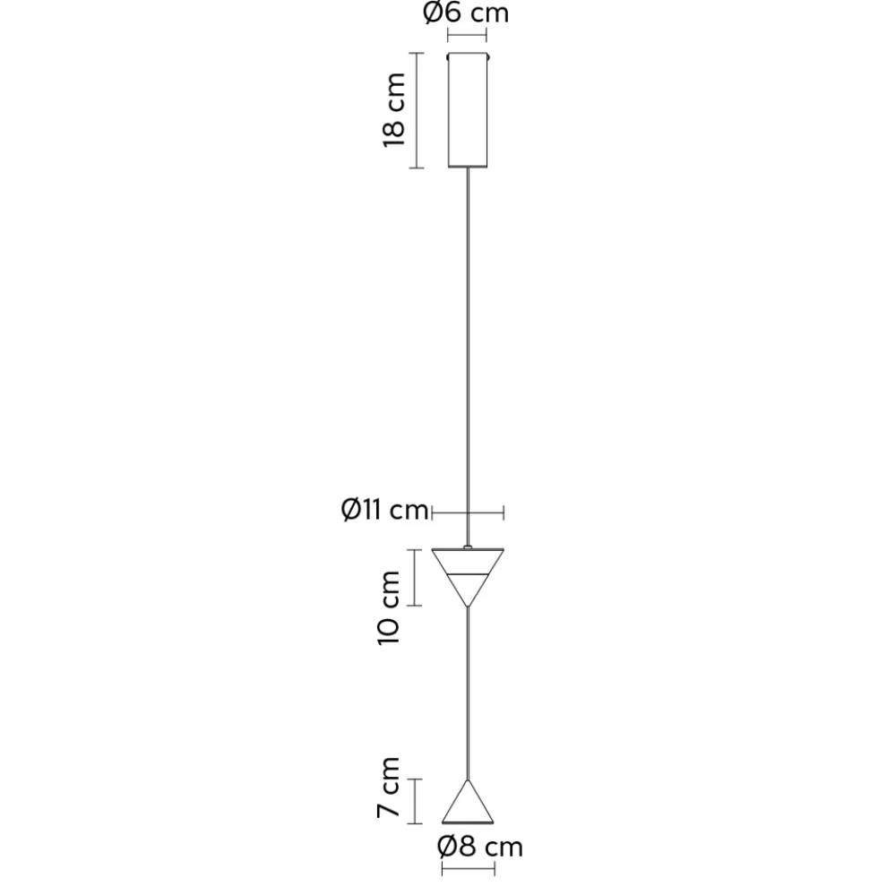 Hängende Drahtlampe aus schwarzem Aluminium und Doppelkegel-Design - Mercado