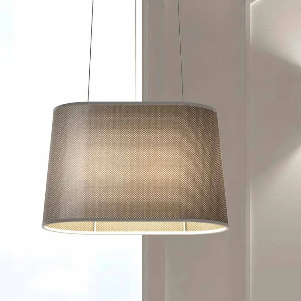 Hängende Metalllampe mit Netz- oder Leinenlampenschirm Made in Italy - Jump