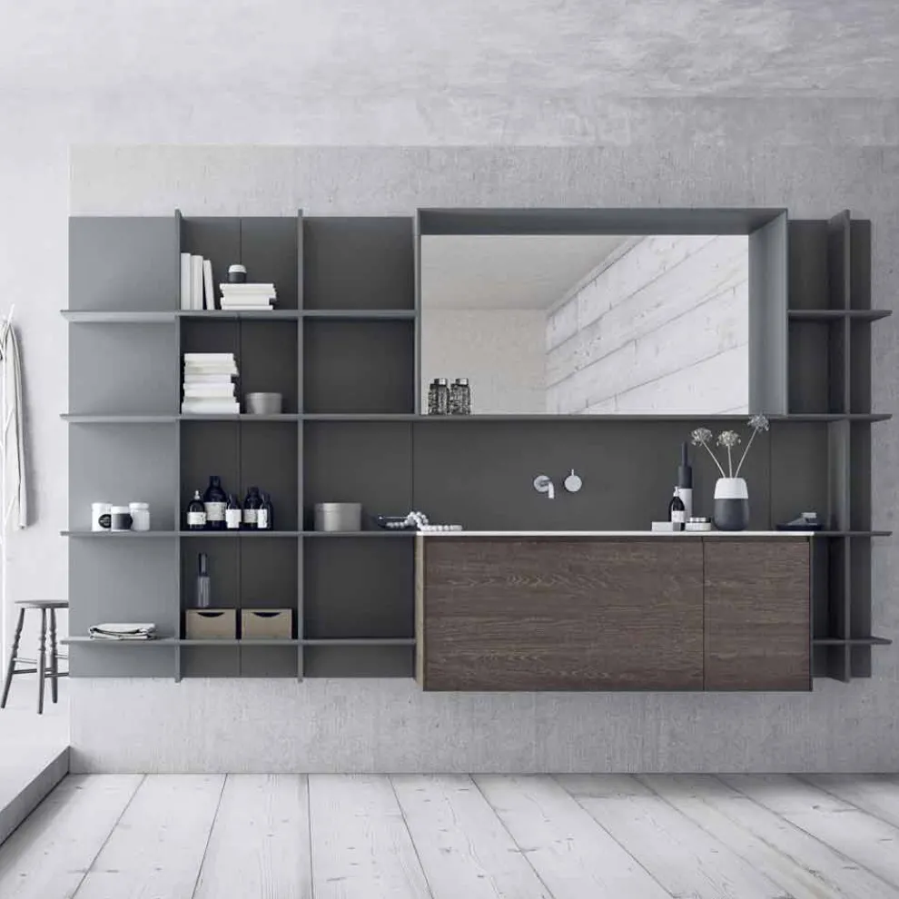 Hängende und moderne Badezimmermöbel Zusammensetzung, Design Möbel - Callisi12