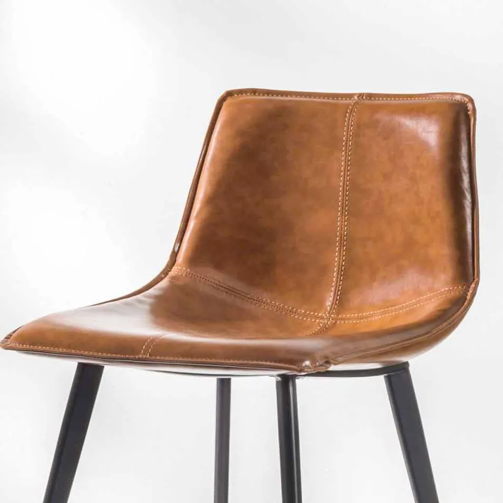 Hocker aus Kunstleder Wildleder-Effekt H 60, Struktur mit 4 Beine - Ovidio