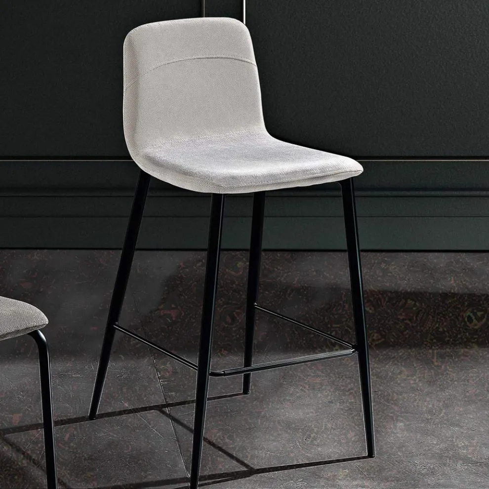 Hocker aus Stoff und anthrazitfarbenem Metalldesign Made in Italy - Nautilus
