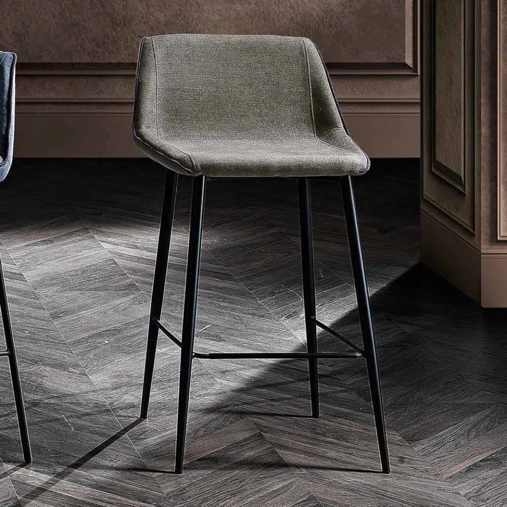 Hocker aus Stoff und anthrazitfarbenem Metalldesign Made in Italy - Marianet