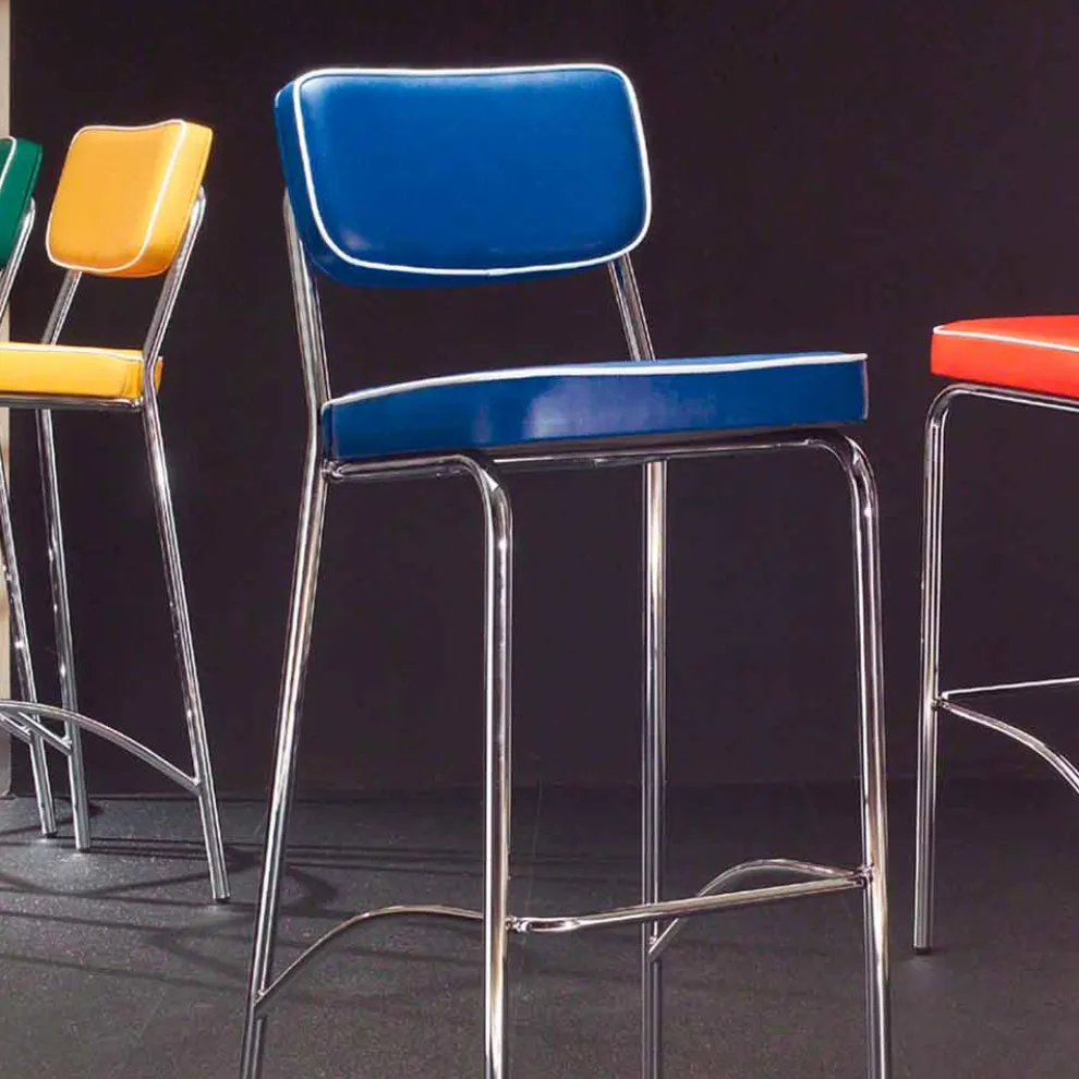 Hocker im 50er Jahre Stil aus Kunstleder Graffiti Unica